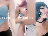 Amiichan e Yasmin Cat peladas se beijando gostoso