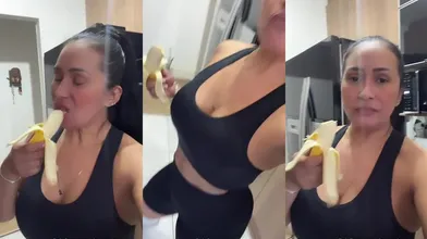 Alessandra Marques comendo uma banana gostosa