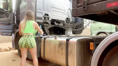 MILF truck driver working the machine