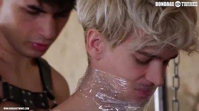 twink bondage, master macho, cum control with blond twink bdsm fetsih