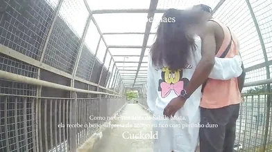 Horn challenge! Shy hotwife entering the cafe with black man as boyfriends and the cuckold on the side. subtitled BBC